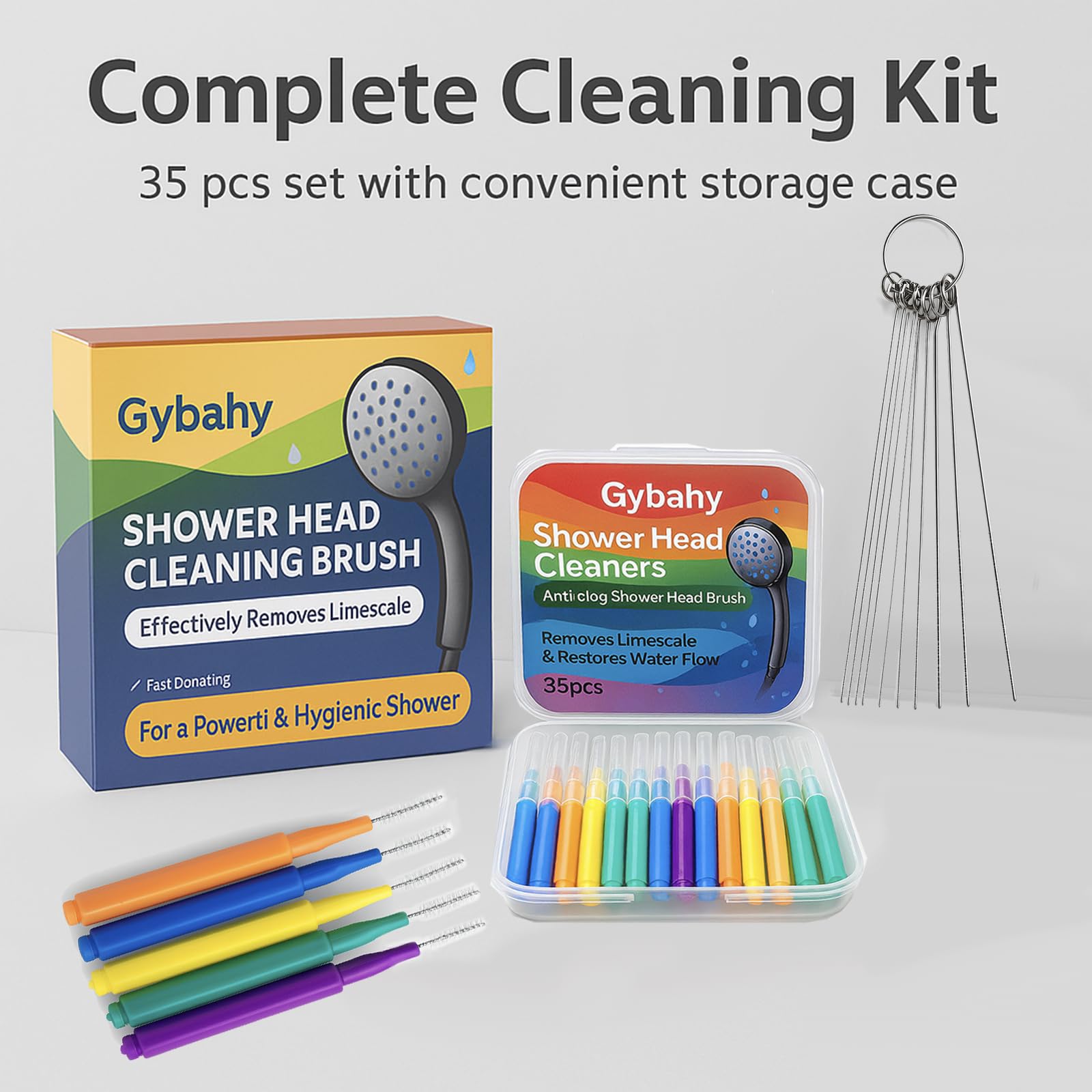 Shower Head Cleaning Brushes, 35 PCS Multi-Size Nozzle Cleaner Tool with Storage Case, Shower Head Cleaner Picks for Unclogging Small Holes, Bathroom