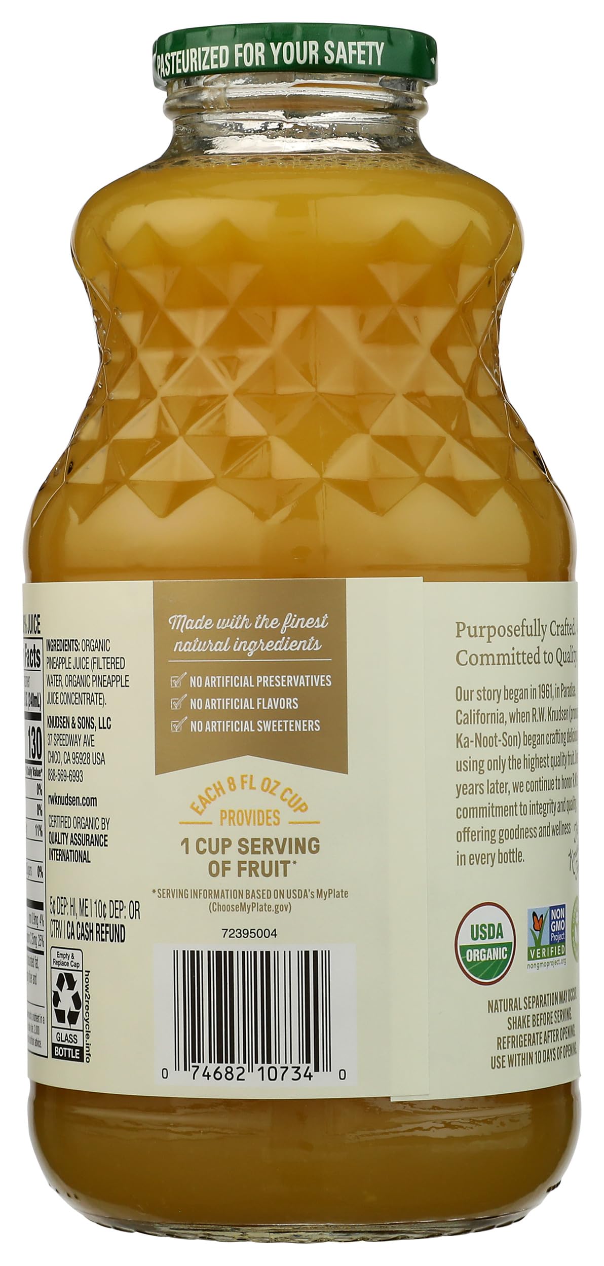 R.W. Knudsen Family Organic Pineapple Juice, 32 Ounces