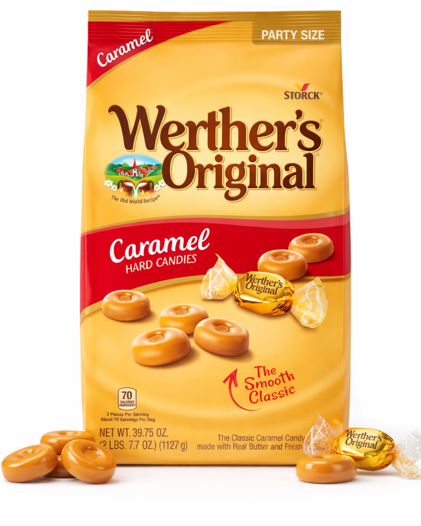 Original Caramel Hard Candy, 2.48lb Bulk Pack of Caramel Candy - Individually Wrapped Hard Candy for Office, Waiting Room, Candy Dish, Parties