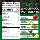 Clean Label Organic Fruit Smoothie Sports Pouches - Healthy Nutrition Drinks, Gluten Free, Caffeine Free, Vegan, Kosher, Convenient Snacks - Apple