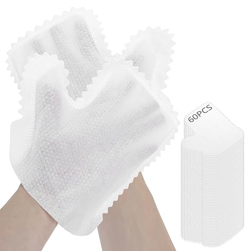 QWORK White Microfiber Dusting Gloves, 60 Pieces Dusting Mitt, Wipes Feather Dusters, Dual-Sided Disposable