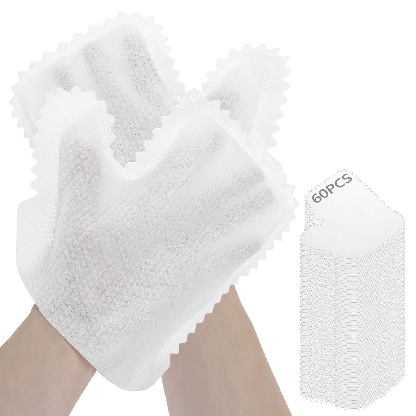 QWORK White Microfiber Dusting Gloves, 60 Pieces Dusting Mitt, Wipes Feather Dusters, Dual-Sided Disposable