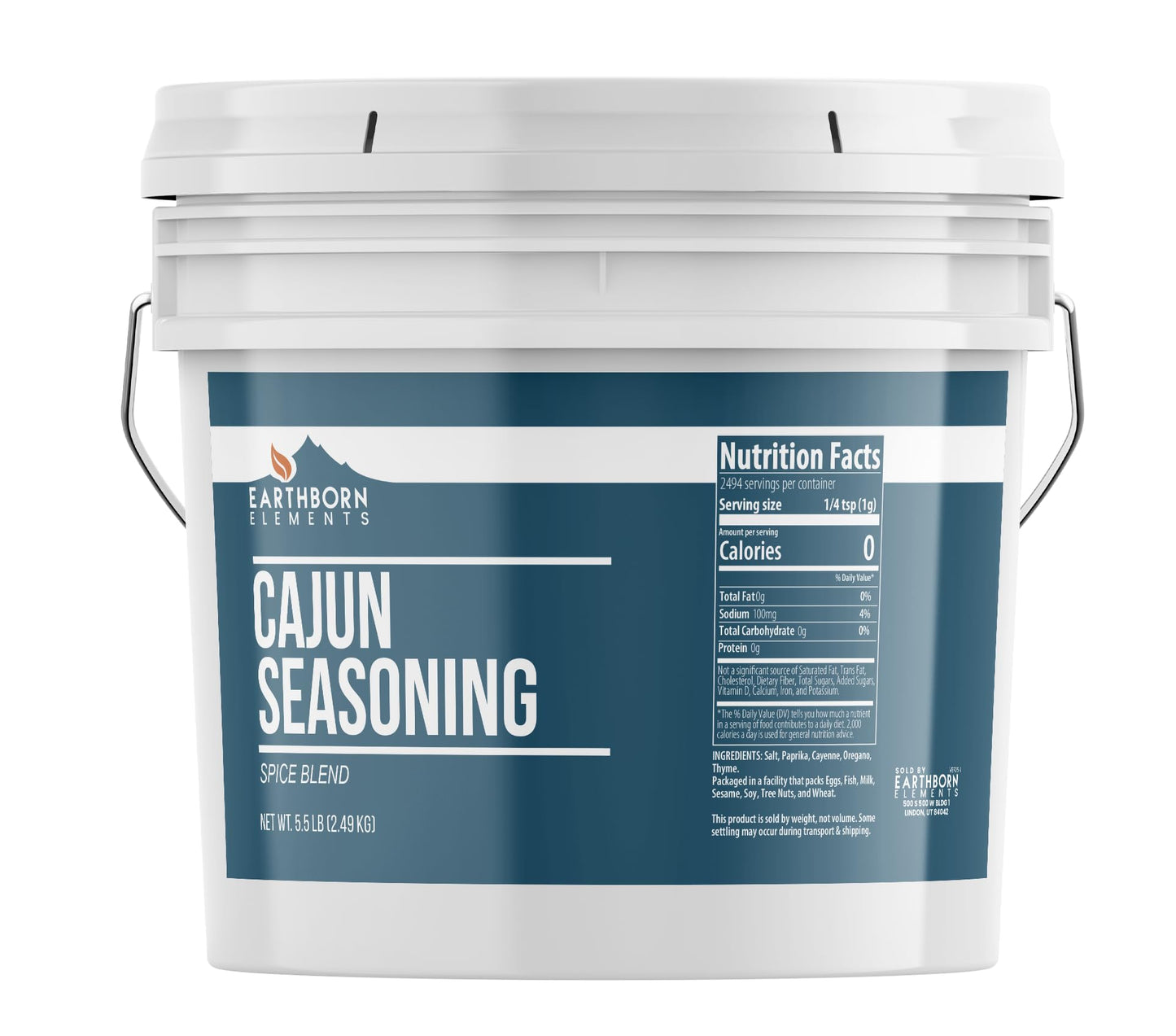 Earthborn Elements Cajun Seasoning 1 Gallon Bucket, Spice Blend, Rich Flavor
