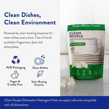 The Clean People Dishwasher Pods - Cuts Grease & Rinses Sparkling Clean - Residue-Free - Phosphate Free Dishwashing Pods (60 Count, Lemon Verbena)