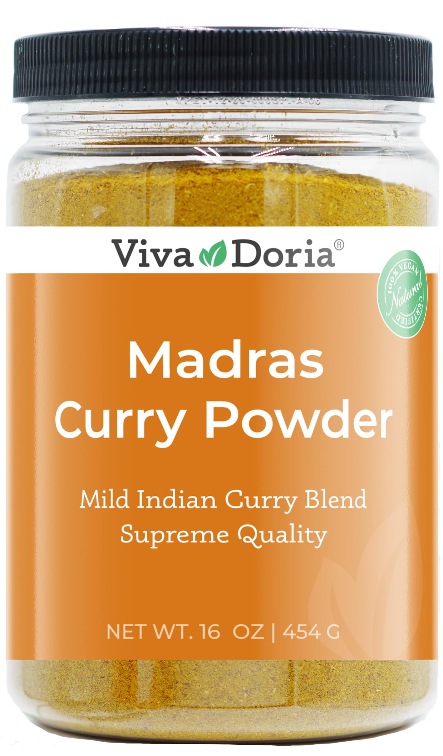 Viva Doria Madras Curry Powder Mild (12-Spice Blend, Authentic spices) 16oz (454g) PET Jar