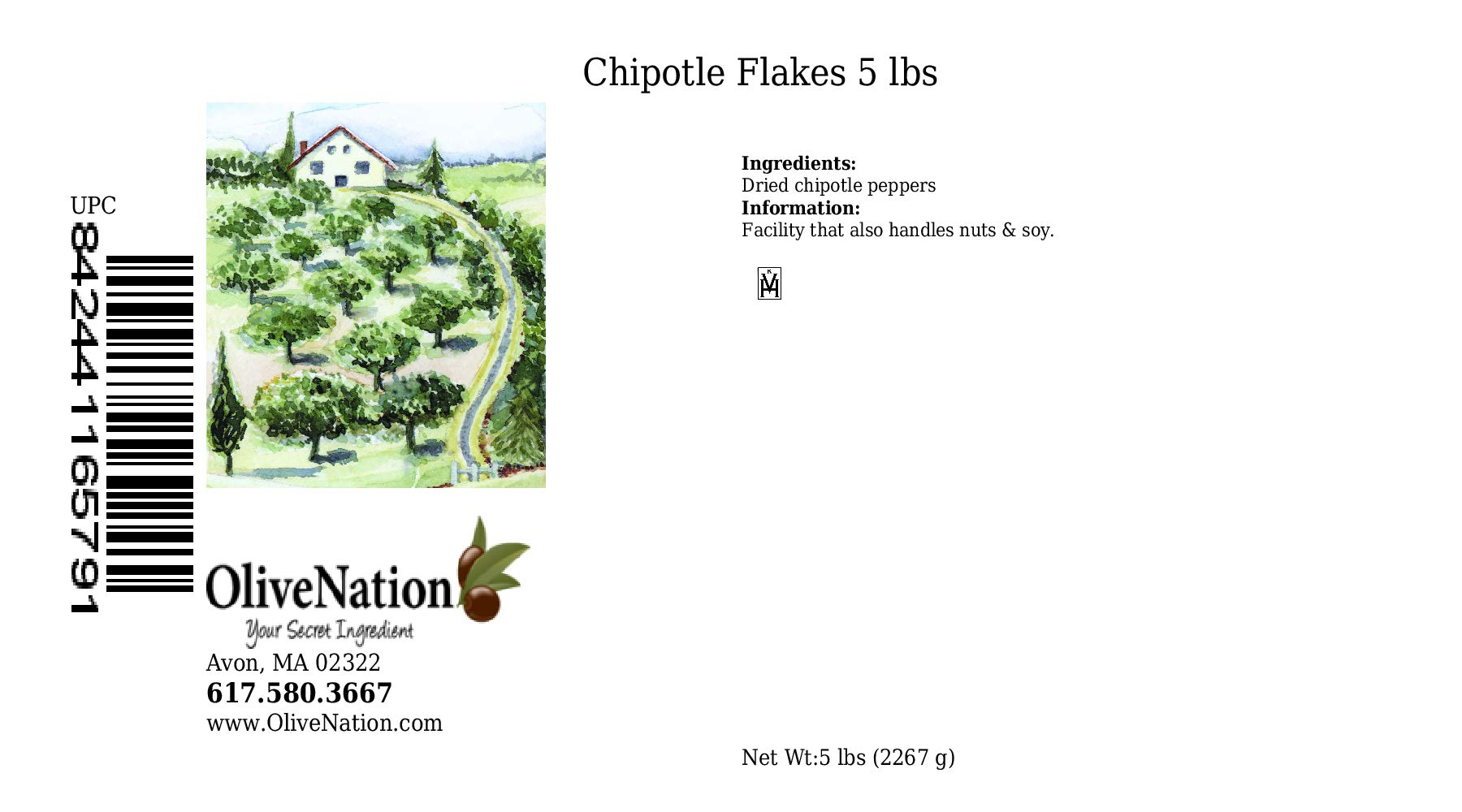 OliveNation Chipotle Flakes, Dried Ripe Jalapeno Peppers, Smoky Authentic South American Medium Heat, Non-GMO, Gluten Free, Kosher, Vegan - 5 pounds