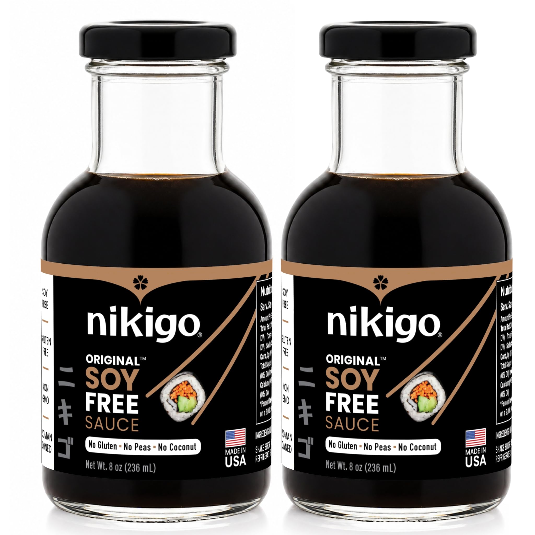 NIKIGO Original Soy Free Sauce - Premium Soy Sauce Replacement, Allergen-Friendly, 3 Simple & Clean Ingredients, Mushrooms, Sea Salt, Water, Authentic