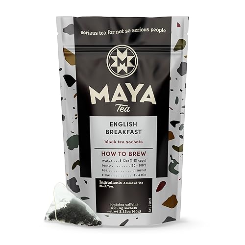 Maya Tea English Breakfast Black Tea Sachets, Naturally Caffeinated, Pack of 20