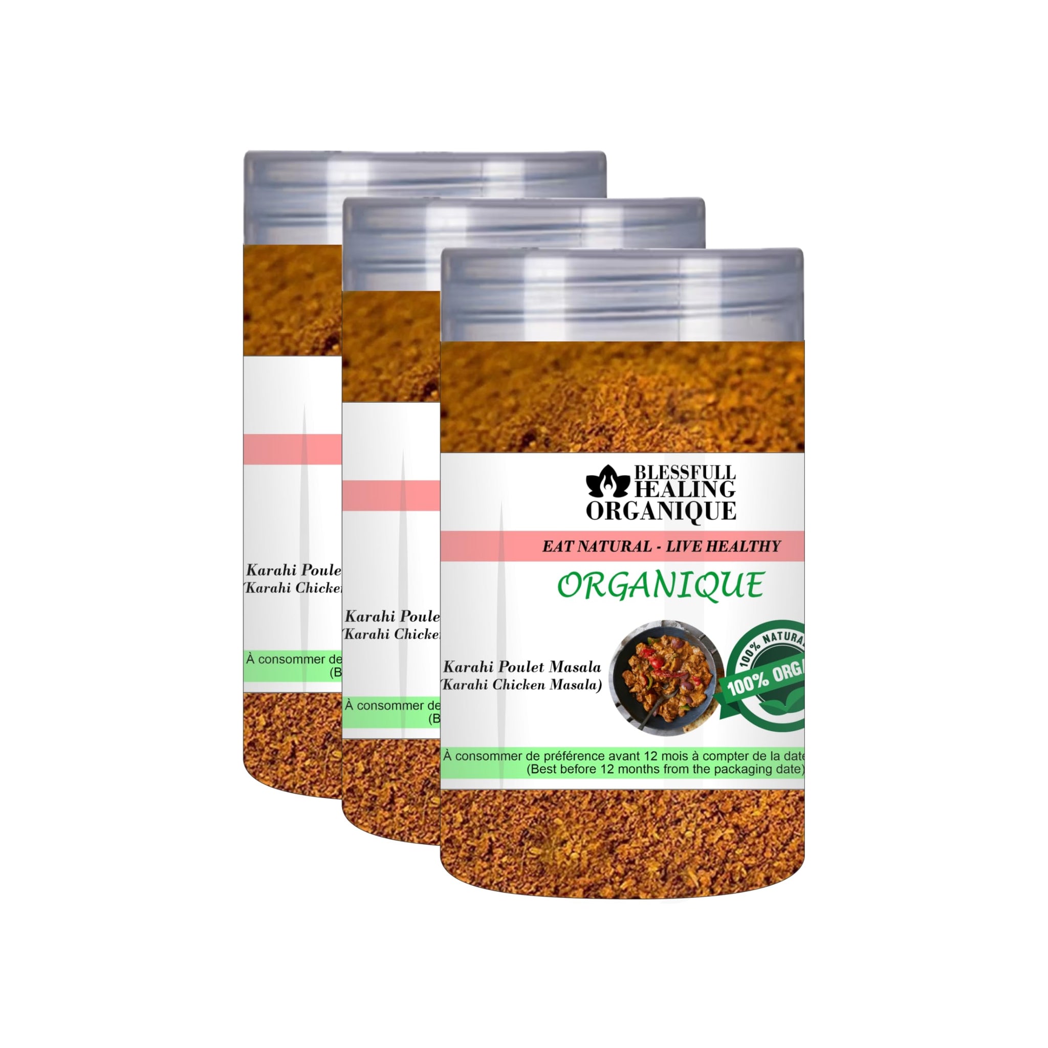 Blessfull Healing Organic Karahi Chicken Masala 100 Gram (3.52 oz) Each (Pack Of 3) = 300 Grams, Vegan