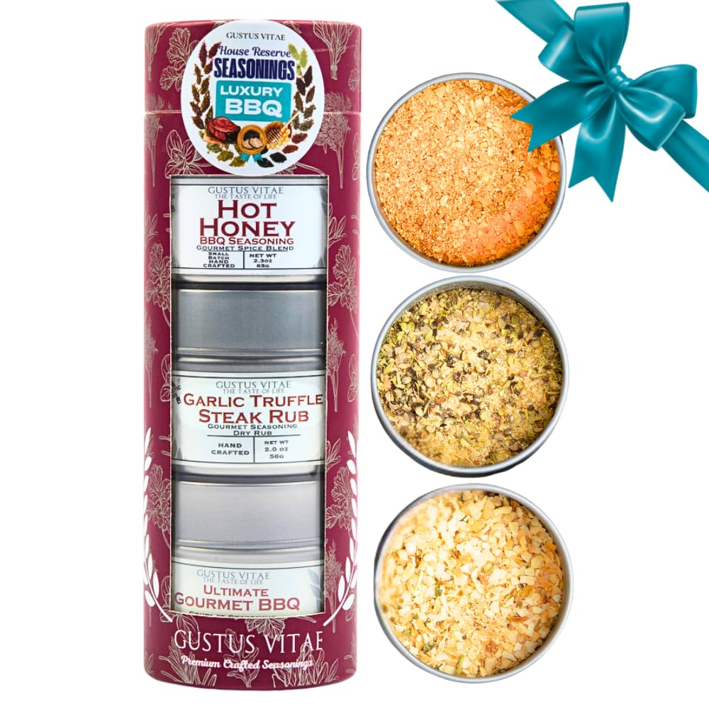Luxury BBQ House Reserve Seasonings | Gift Packaged Set of 3 | Artisanal Gift Pack | All Natural, Non GMO Seasoning | Gourmet Spice Blends & Rubs |