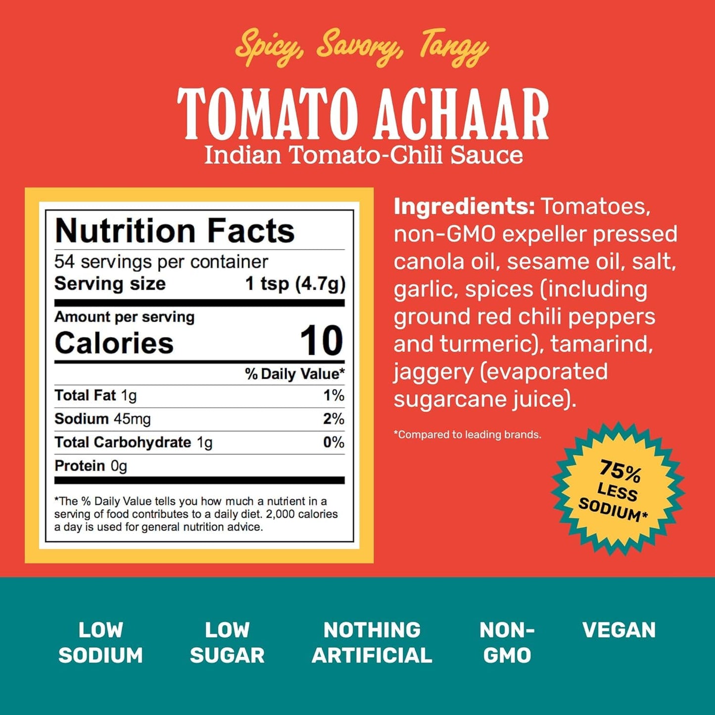 Brooklyn Delhi Tomato Achaar - 9 Ounces - Savory, Spicy, and Tangy Flavor - Made with Locally-Grown Tomatoes, Tamarind, a mix of Indian Spices, Red