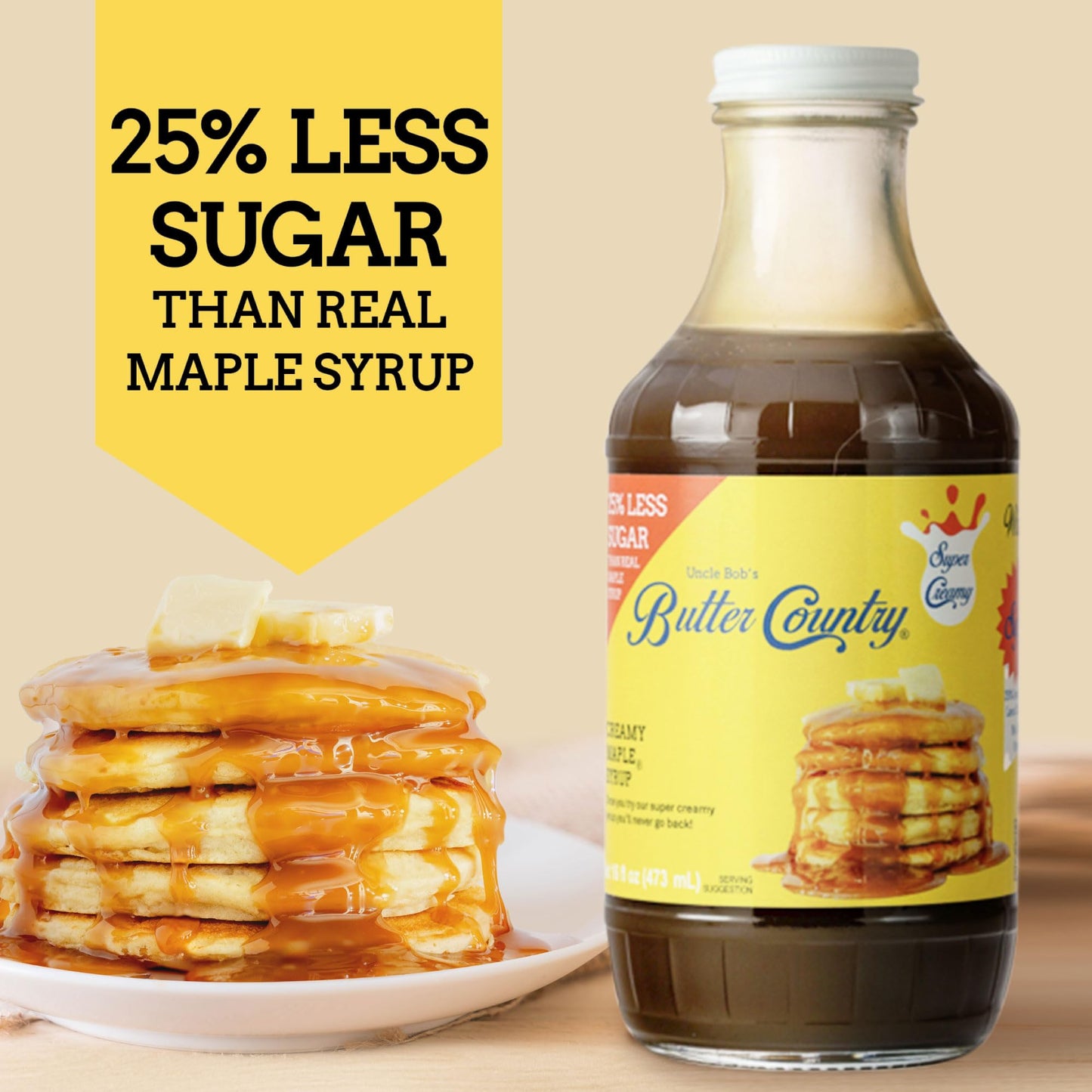 Butter Country Rich and Creamy Buttermilk Syrup | Creamy Maple Flavor | Premium Syrup for Breakfast & Desserts | 16 fl oz Bottle