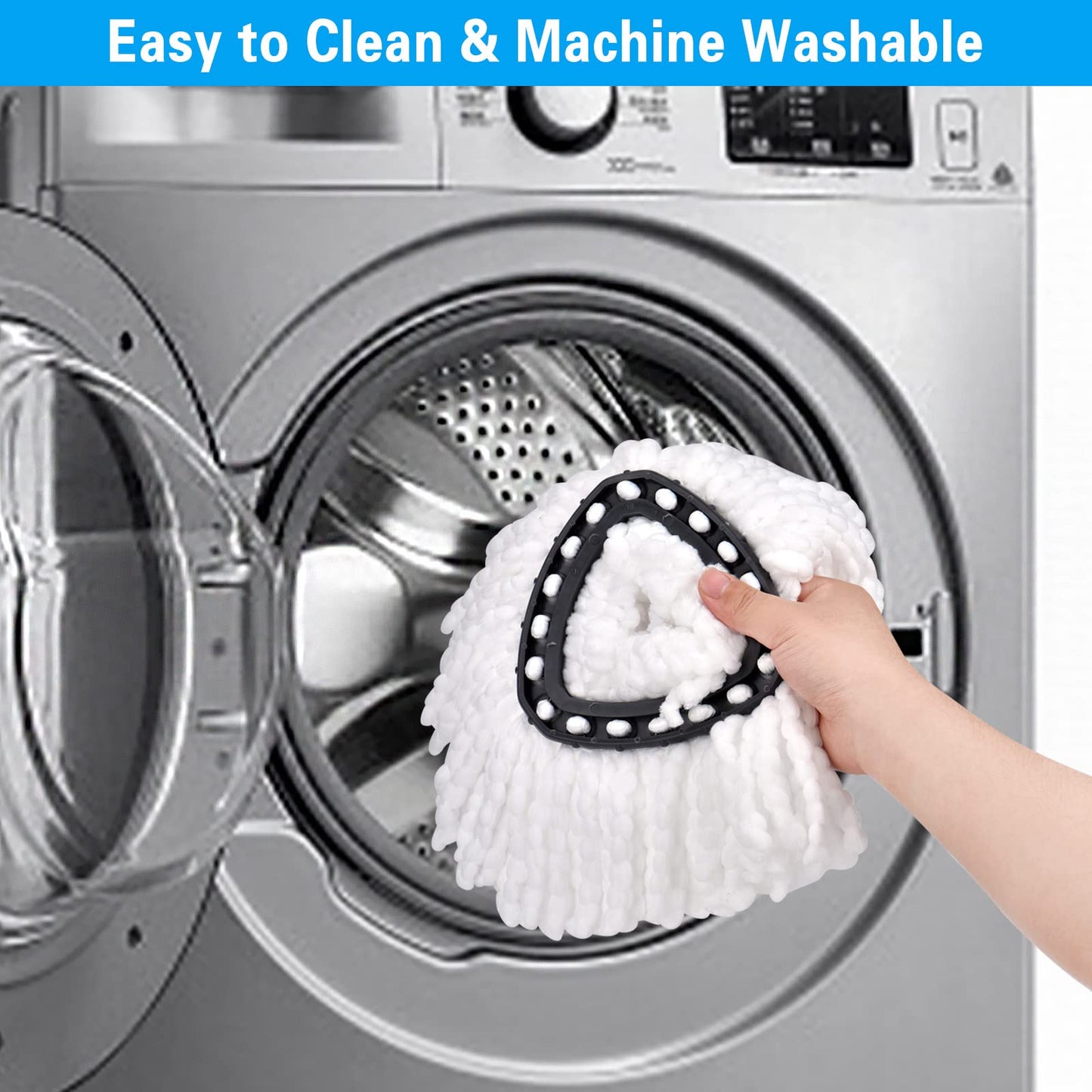 Spin Mop Replacement Head, 4 Pack Mop Replace Heads Compatible with 360 Degree Spin Mops, Microfiber Spinning Mop Refill, Easy Cleaning and Wring Spin