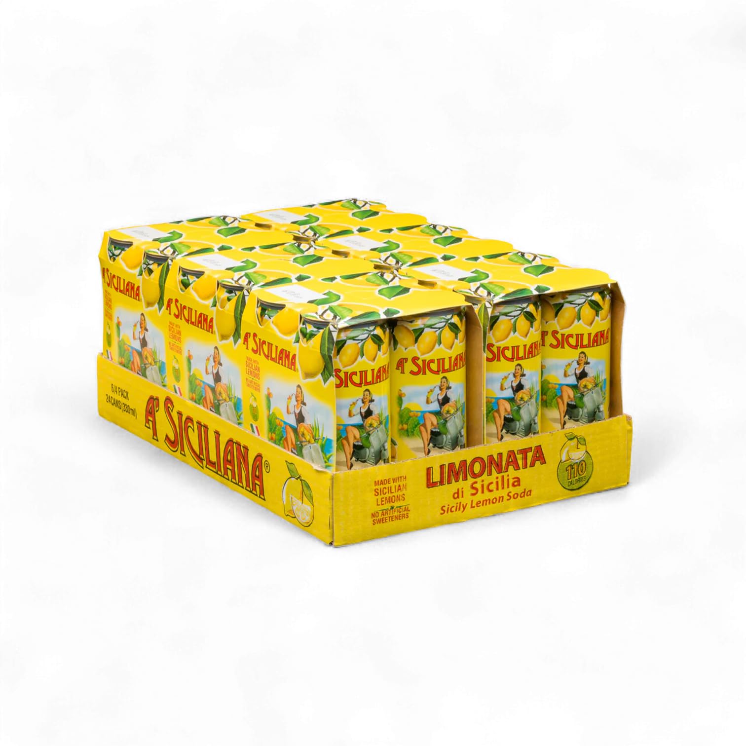 A' Siciliana Sicilian Sparkling Drink Limonata - Refreshing and Delicious Italian Soda made with Sicilian Lemon - Authentic Imported Italian Beverage