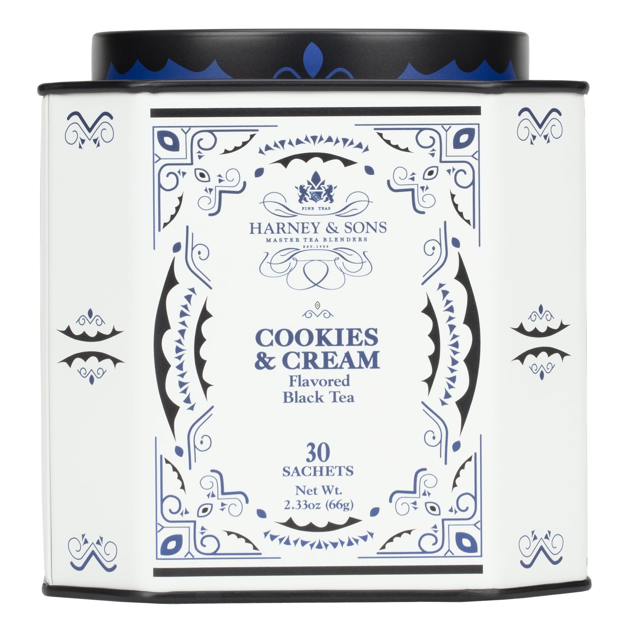 Harney & Sons Cookies & Cream Tea, 30ct count tin, Black tea with Vanilla and Chocolate Flavors