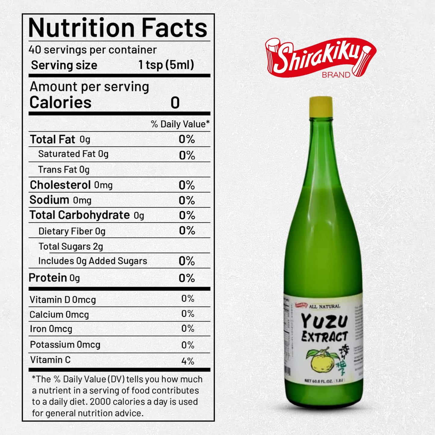 Shirakiku Pure Yuzu Extract - Sweet & Tangy Japanese Citrus Juice for Baking, Drinks & Food Flavoring - 60.8 FL Oz (Pack of 6)