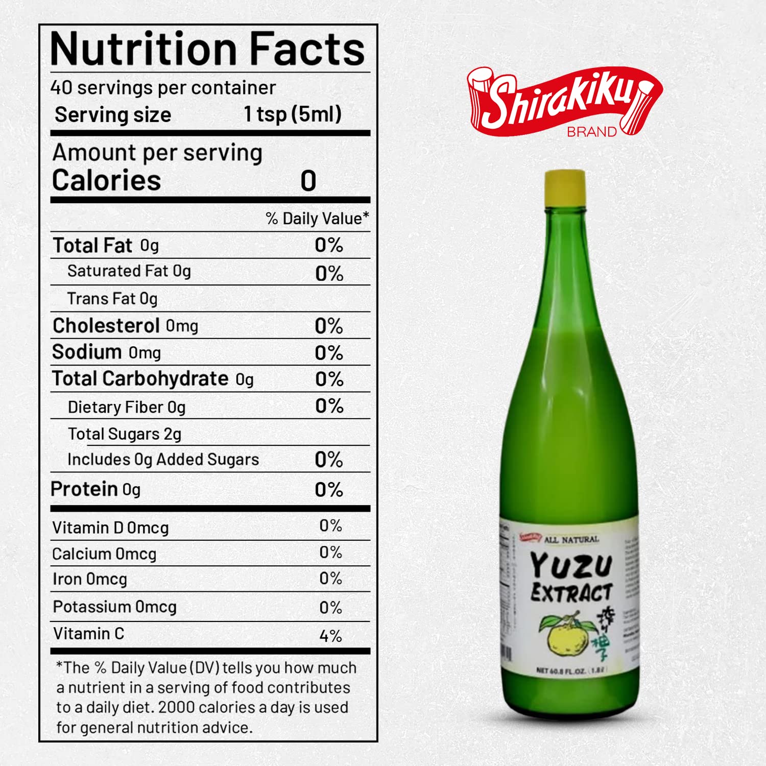 Shirakiku Pure Yuzu Extract - Sweet & Tangy Japanese Citrus Juice for Baking, Drinks & Food Flavoring - 60.8 FL Oz (Pack of 6)