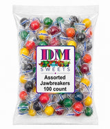 Assorted Jawbreaker Candy - 100 Individually Wrapped Hard Pieces Long Lasting Flavors including Lemon Grape Orange Apple and Cherry