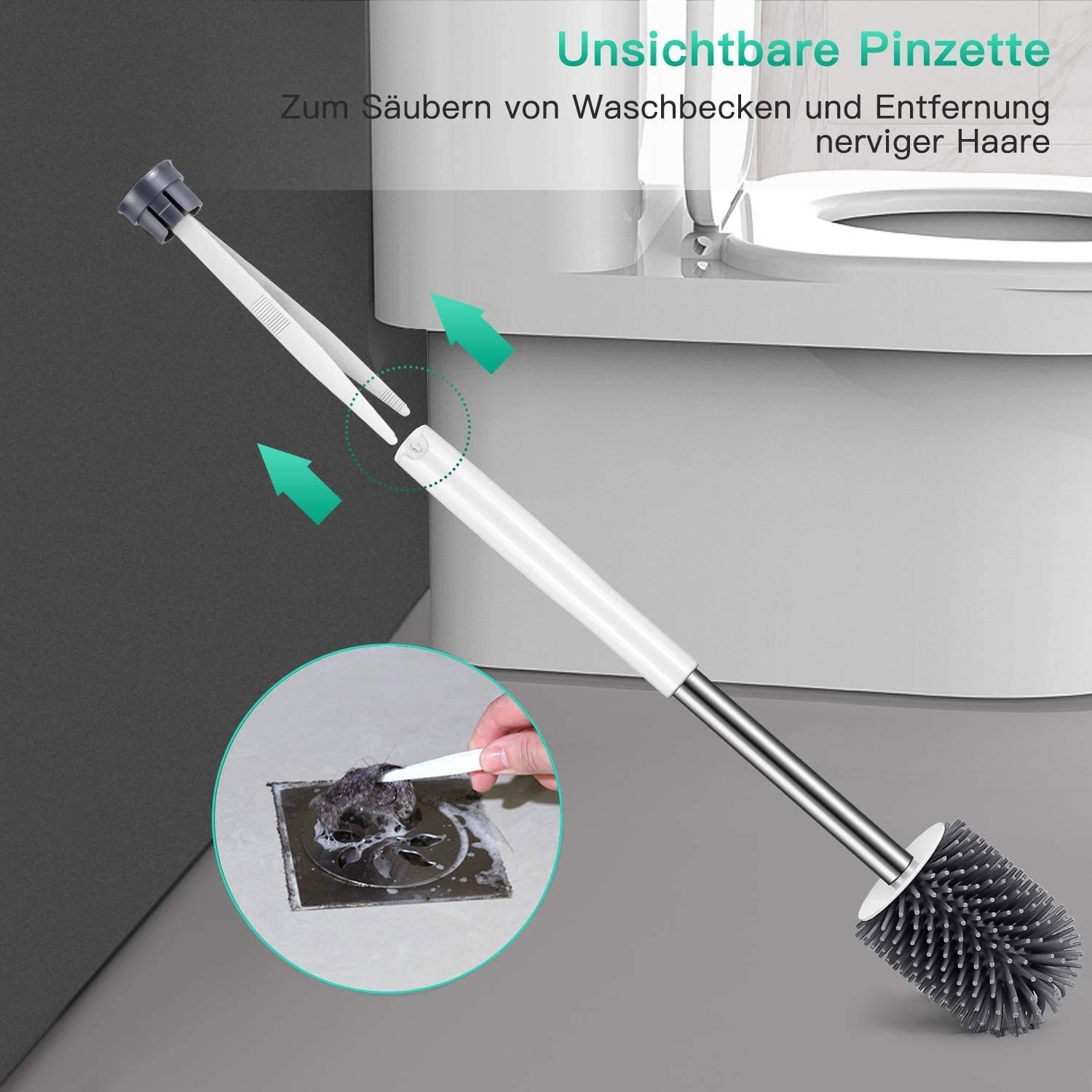 BICMTE Toilet Brush and Holder, 304 Stainless Steel Toilet Bowl Brush Rust-Resistant with Small Baffle More Ventilation,2 Pack Toilet Brush Clean Set