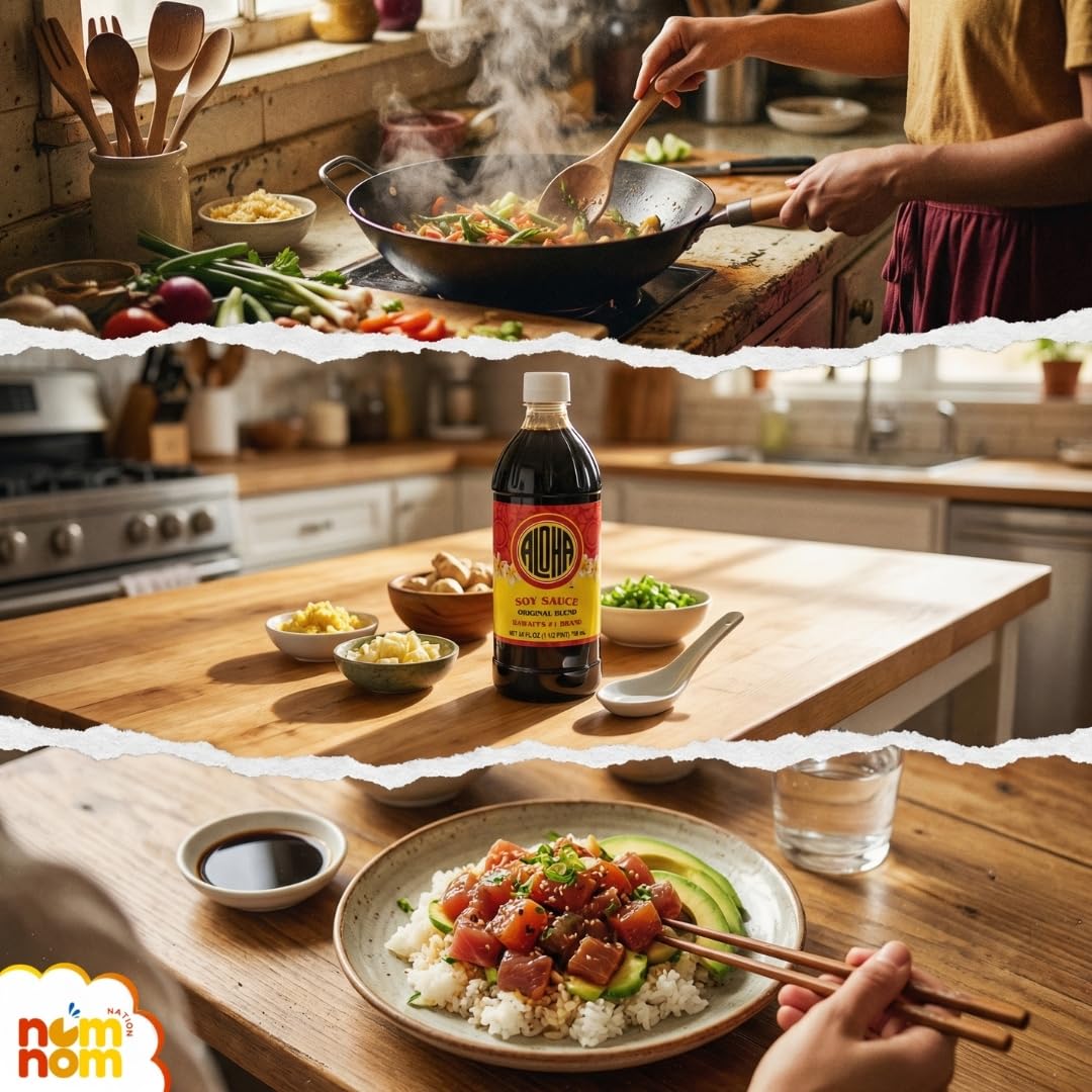 Aloha Shoyu Original Blend Soy Sauce (24 oz) Bottle - Pack of 1 - Shoyu Asian Sauce for Dumpling and Eel - Dark Soy Low Sodium Style - Ponzu