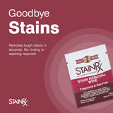 Stain Rx 18 Pack Stain Remover Wipe - Travel Wipes for Clothes, Carpet, Upholstery, & Laundry, Instant Removal of Stubborn Red Wine, Blood, Coffee