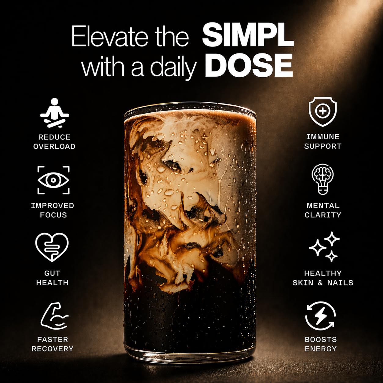 SIMPL DOSE Mushroom Coffee - 55 Servings | Focus, Energy & Mood | USA Made | Everyday Instant Coffee with Lion’s Mane, Chaga, Cordyceps, Reishi & More