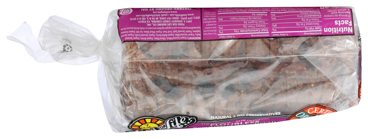 Food For Life Flourless Sprouted Grain Bread, Cinnamon Raisin, 24 oz (Frozen)