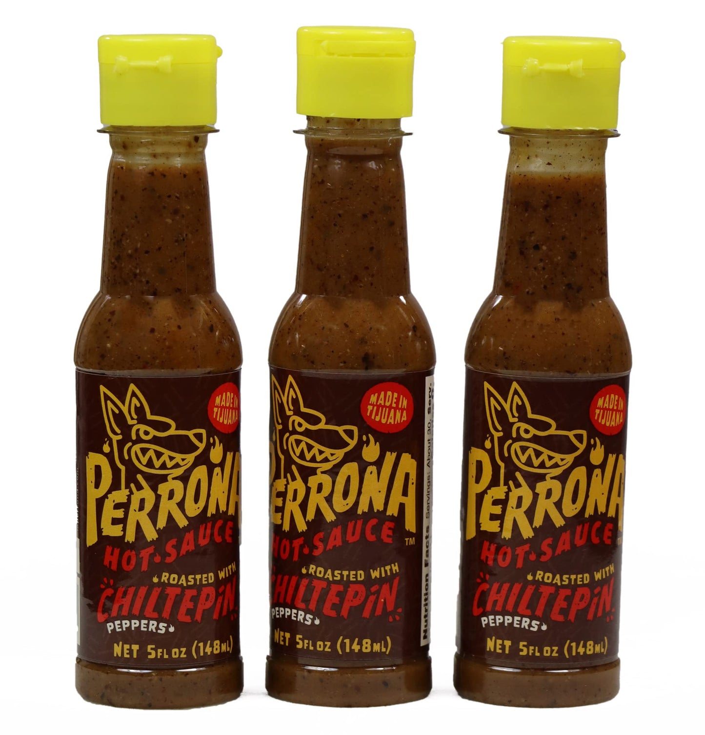 La Perrona Roasted Chiltepin Hot Sauce 5 Ounce Bottle | Tatemada Chiltepin Pepper Salsa Picante | Extra Spicy | Handmade | 3 Pack