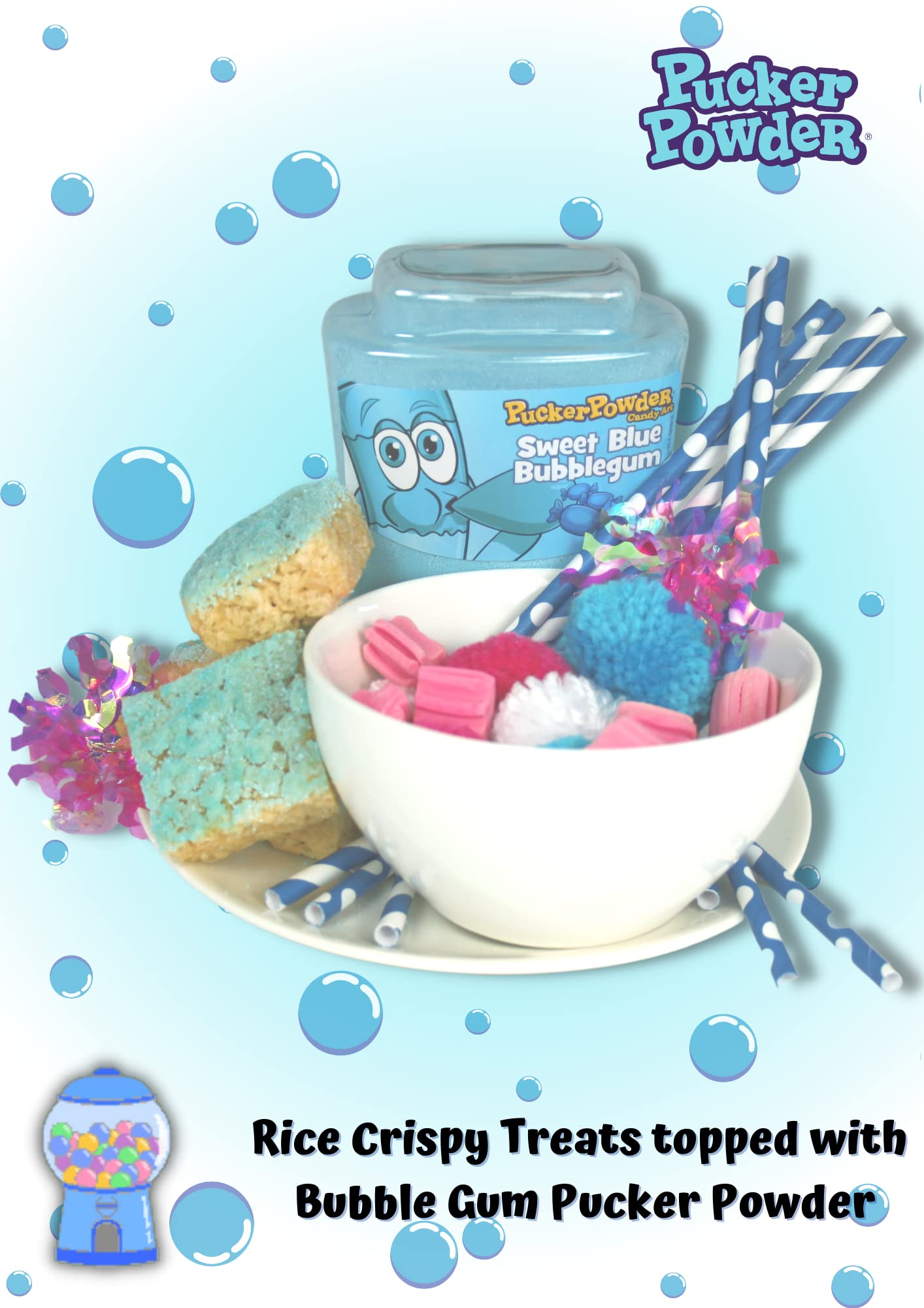 Pucker Powder Sweet Blue Gum 9.5oz: - 1 Ct