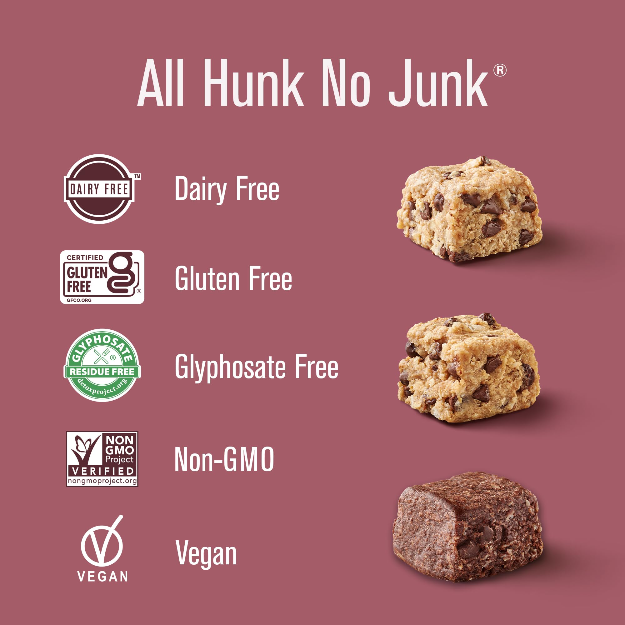 Heavenly Hunks Variety Pack 6oz Bags (6 Pack) - Oatmeal Chocolate Chip, Peanut Butter Chocolate & Brownie Bites