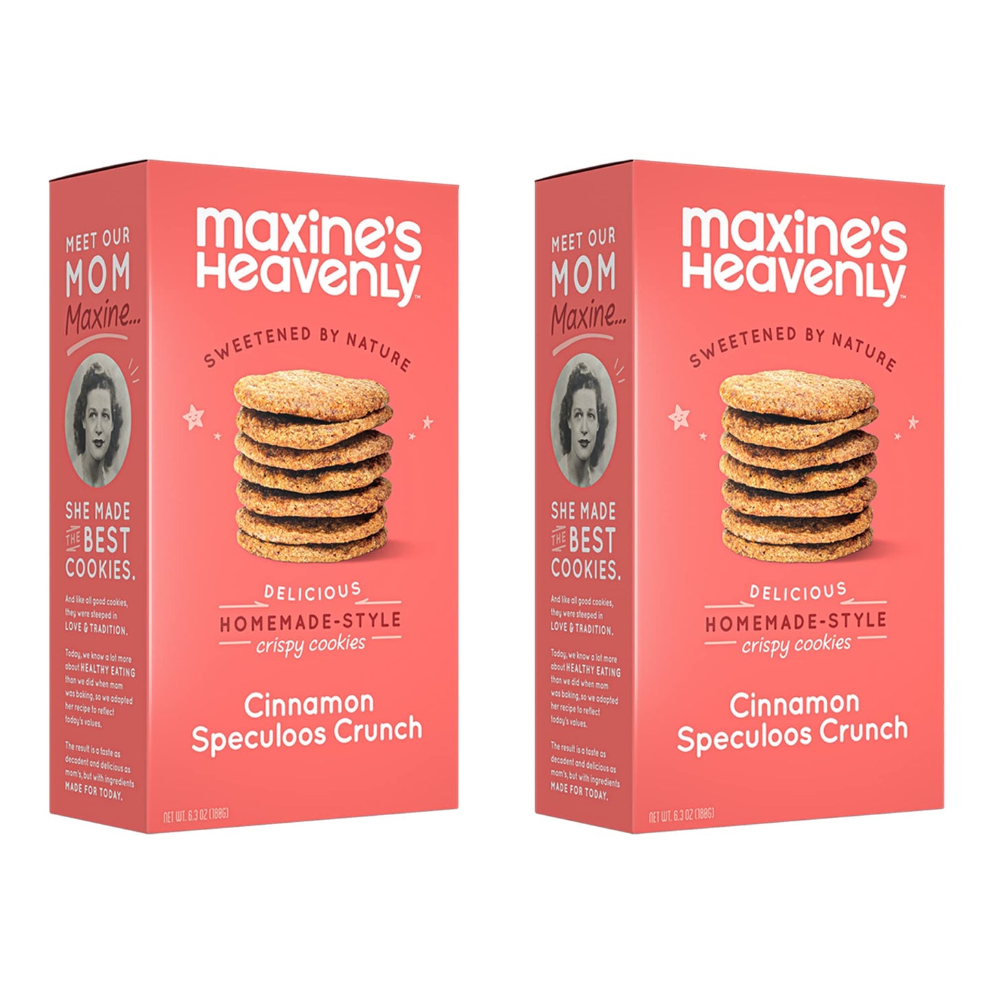 Maxine's Heavenly Crispy Cinnamon Cookies | Low Carb, Low Sugar, Vegan Snacks, Plant Based Snack, Kosher, Gluten Free Snack - Healthy Snacks | 2 Pack