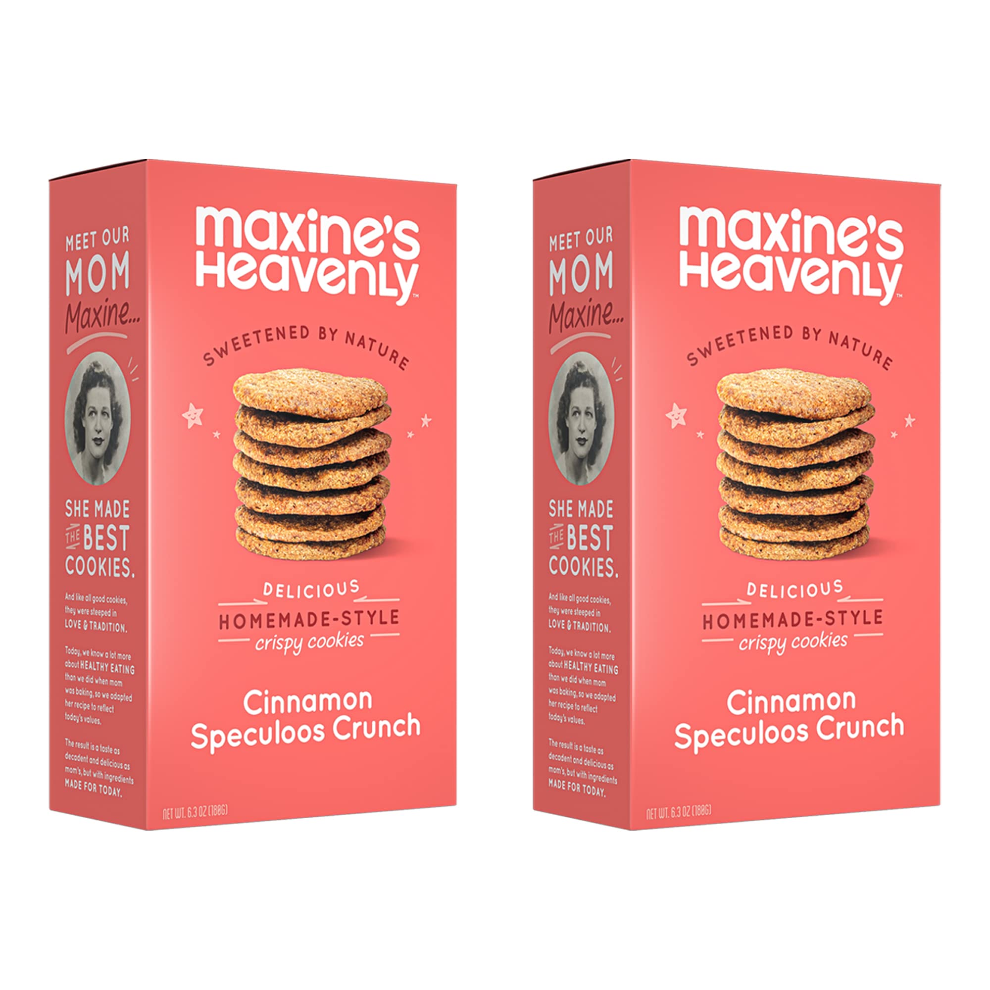 Maxine's Heavenly Crispy Cinnamon Cookies | Low Carb, Low Sugar, Vegan Snacks, Plant Based Snack, Kosher, Gluten Free Snack - Healthy Snacks | 2 Pack