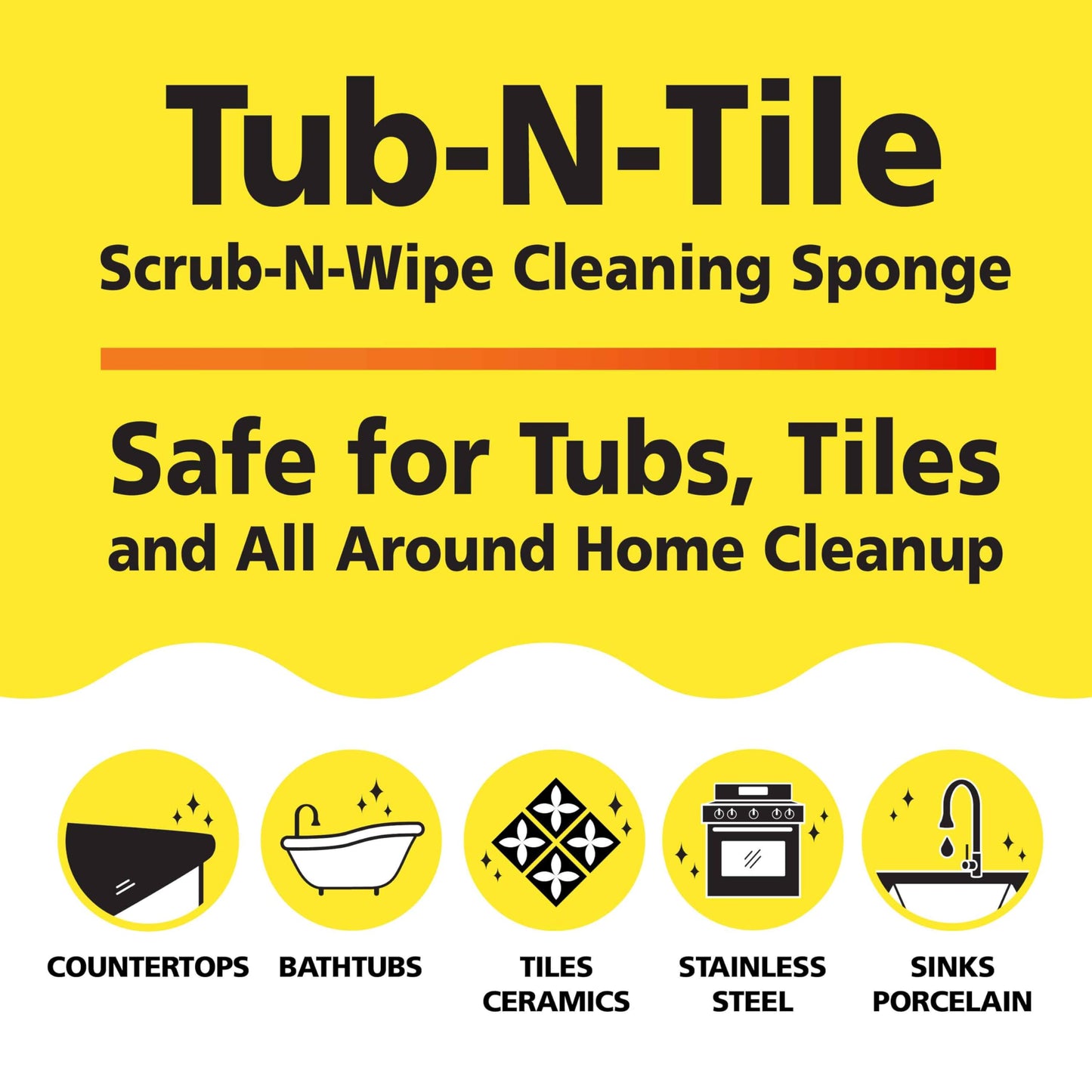 Tub-N-Tile by Tuff-Scrub, Large, 6-Pack, Microfiber, Scrub-N-Wipe Pad, Multi-Surface, Non-Scratch, Dual-Sided, Scrubber for Tubs, Tiles, Sinks