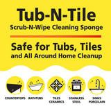 Tub-N-Tile by Tuff-Scrub, Large, 6-Pack, Microfiber, Scrub-N-Wipe Pad, Multi-Surface, Non-Scratch, Dual-Sided, Scrubber for Tubs, Tiles, Sinks