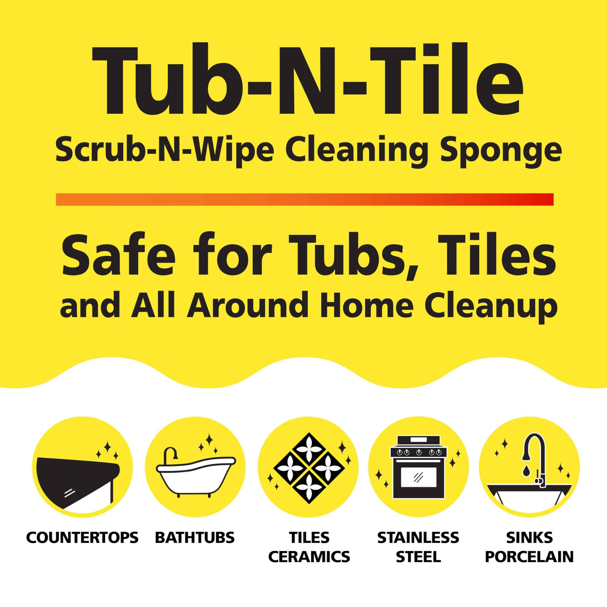 Tub-N-Tile by Tuff-Scrub, Large, 6-Pack, Microfiber, Scrub-N-Wipe Pad, Multi-Surface, Non-Scratch, Dual-Sided, Scrubber for Tubs, Tiles, Sinks
