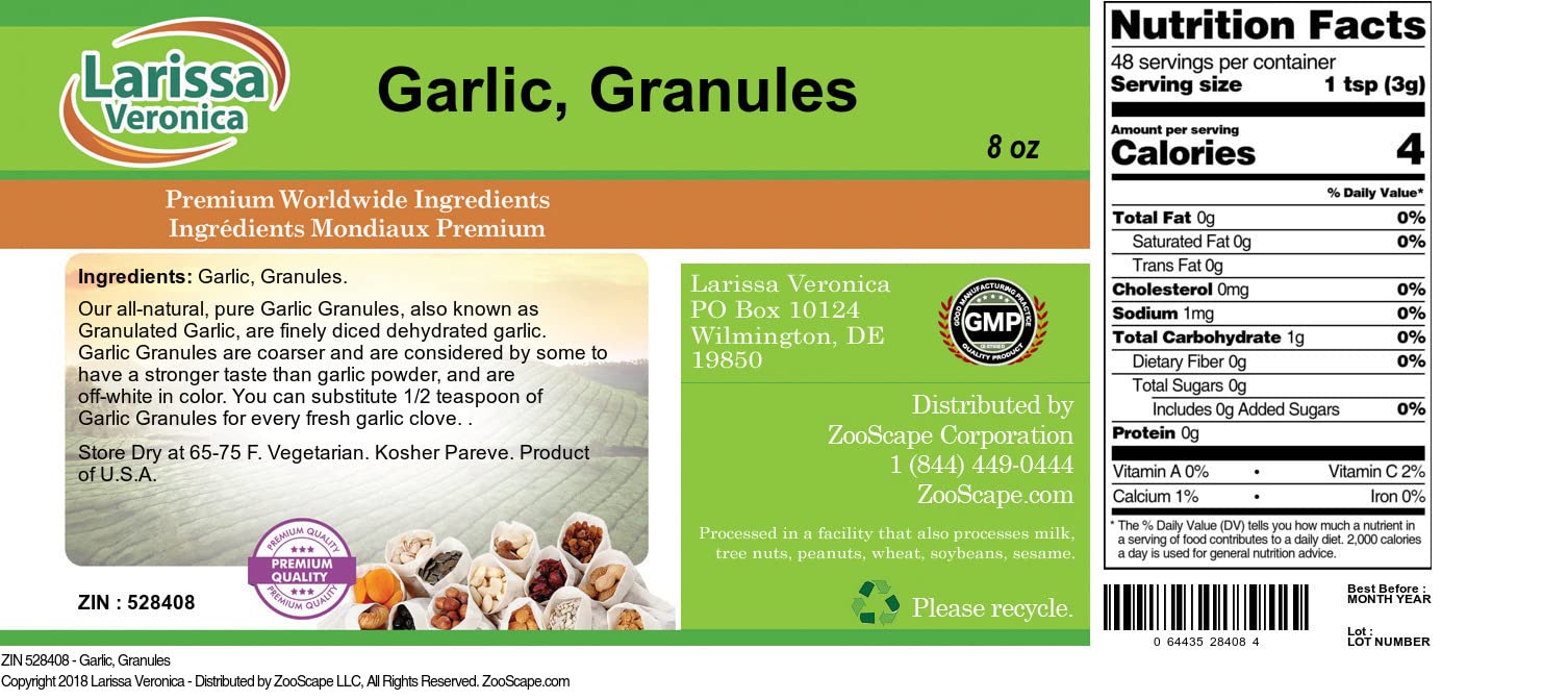 Garlic, Granules (8 oz, ZIN: 528408) - 2 Pack