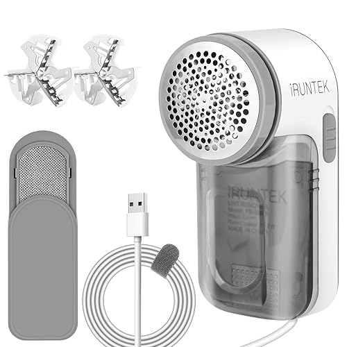 iRUNTEK Wired Fabric Lint Remover, Plug-in Lint Shaver and Brush 2 in 1,Sweater Defuzzer for Removing Fuzz, Lint Balls, Pills, Bobbles from Clothes