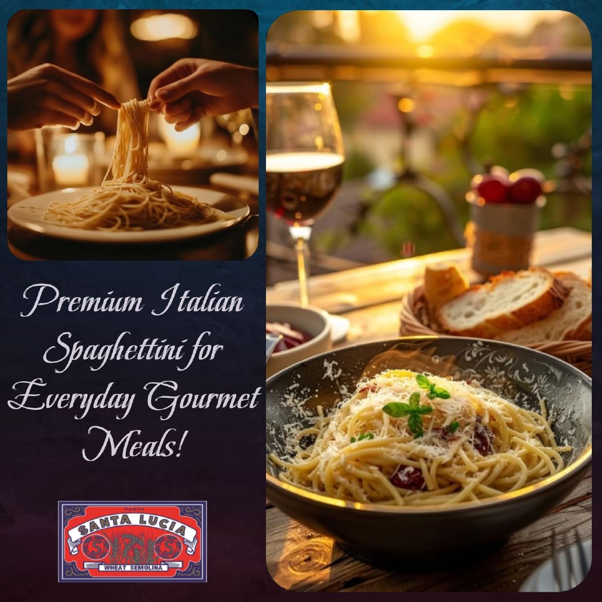 Pasta Santa Lucia Spaghettini, Pack Of 10 (16 Oz Each), Authentic Italian Thin Spaghetti, 100% Durum Wheat Semolina, Non-GMO, 100% Vegan, Fast 5
