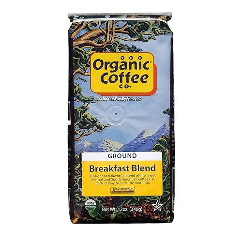 Organic Coffee Co. Breakfast Blend Ground Coffee 12 Ounce Medium Light Roast USDA Organic