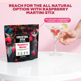 Cocktail Stix Zero Sugar Raspberry Martini Mixer - Cocktail & Mocktail Drink Mixer - Skinny Mixes - Water Flavoring Packets - Vegan - No Calories, No
