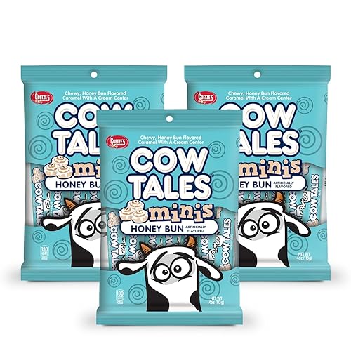 Goetze's Candy Honey Bun Cow Tales Minis - 4 Ounce Bags - 3 Pack - Fresh from the Factory