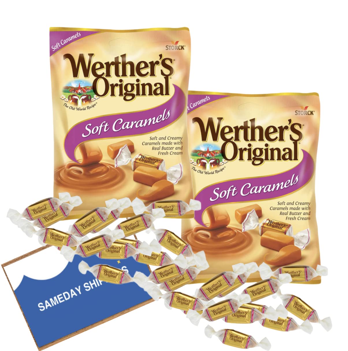 WERTHERS' ORIGINAL | SOFT CARAMELS Candies | 2 Pack, 2.22-oz. Bags, SameDay Shipping offers Free Pen