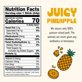 Juicy Pineapple Pork Meat Sticks Pouch (6 Count) - Pasture-Raised Pineapple Pork Sticks, Healthy Snacks with Grass-Fed Bone Broth, High Protein Snacks