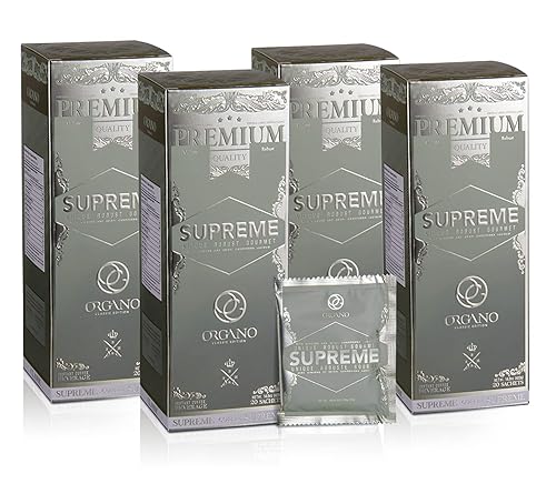 4 Boxes ORGANO Café Supreme, 100% Ganoderma Lucidum with Ginseng (80 Sachets)