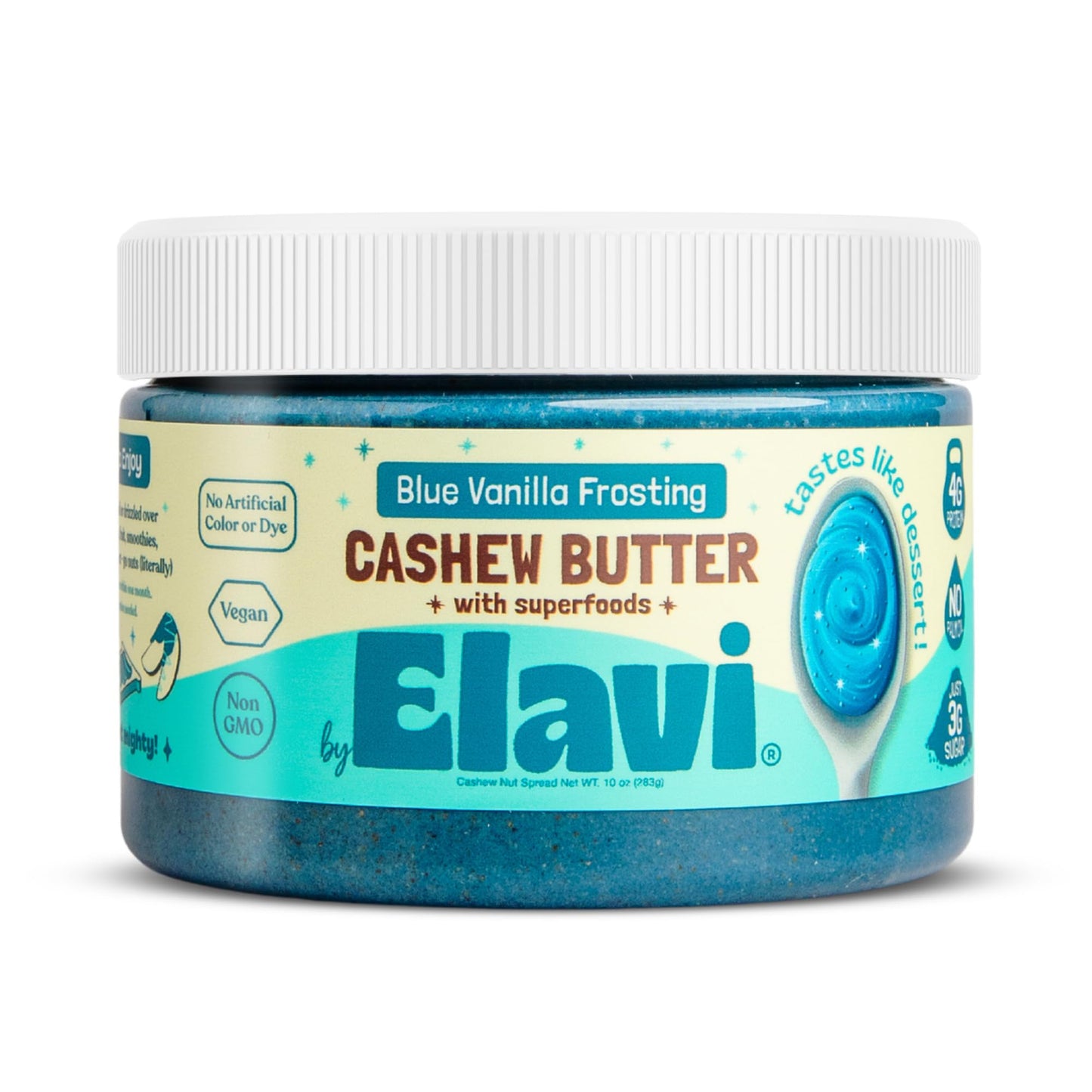 ELAVI Keto Cashew Butter, Kid-Friendly, Low-Sugar Dessert Spread | Vegan, No Added Sugar, No Sugar Alcohols, No Palm Oil (1 Count, Blue Vanilla)