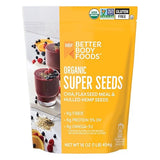 BetterBody Foods Superfood Organic Super Seeds - Blend of Organic Chia Seeds, Milled Flax Seed, Hemp Hearts, Add to Smoothies Shakes & More, 1lb, 16