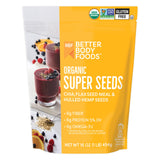 BetterBody Foods Superfood Organic Super Seeds - Blend of Organic Chia Seeds, Milled Flax Seed, Hemp Hearts, Add to Smoothies Shakes & More, 1lb, 16