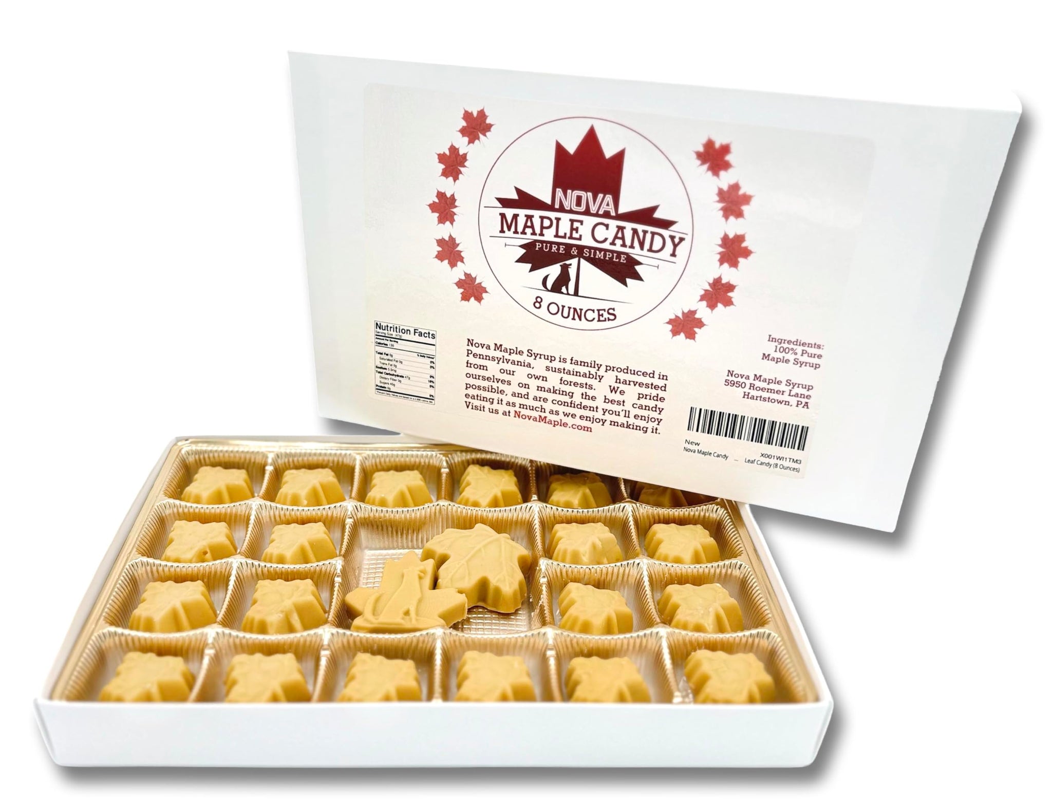Nova Maple Candy - Pure Maple Syrup Sugar Leaf Candy (8 Ounces)