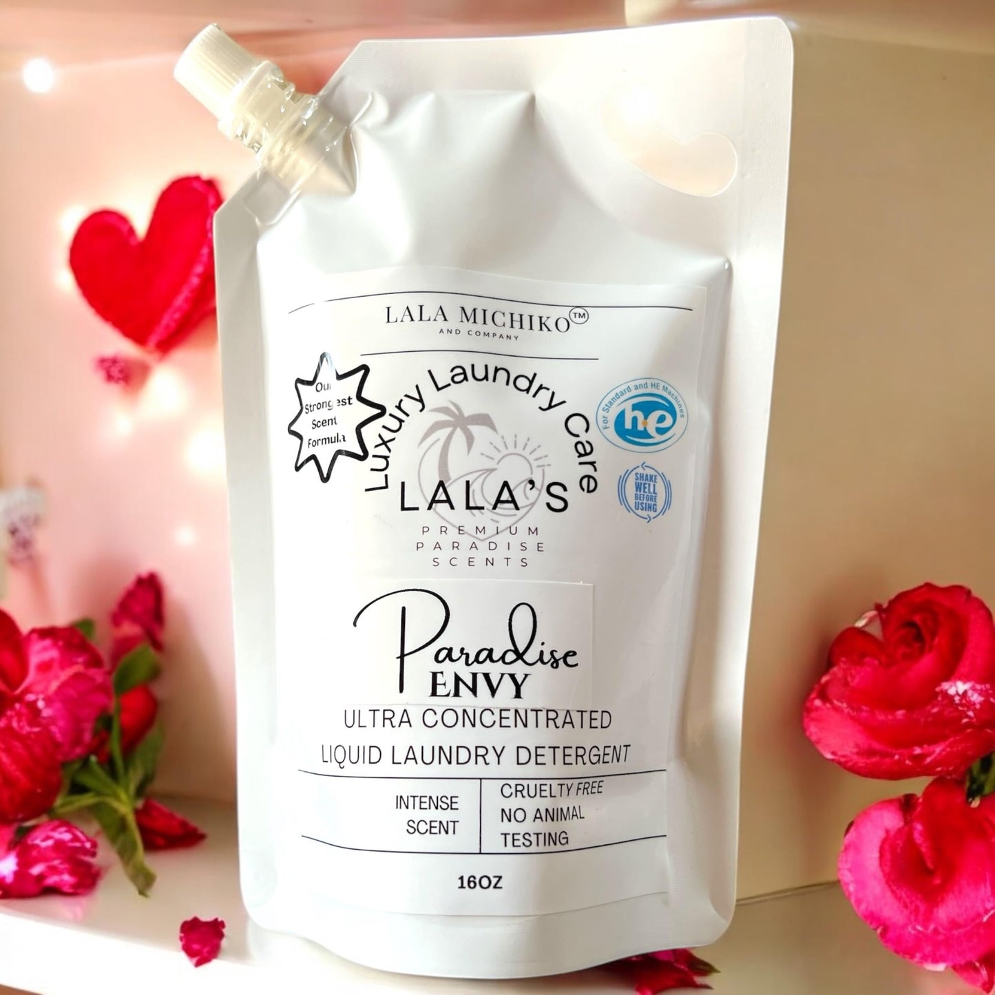 Lala’s Premium Paradise Scents 16oz Liquid Laundry Detergent Refill Pouch - High-Scented, Long-Lasting, Eco-Friendly Concentrated Formula (Paradise