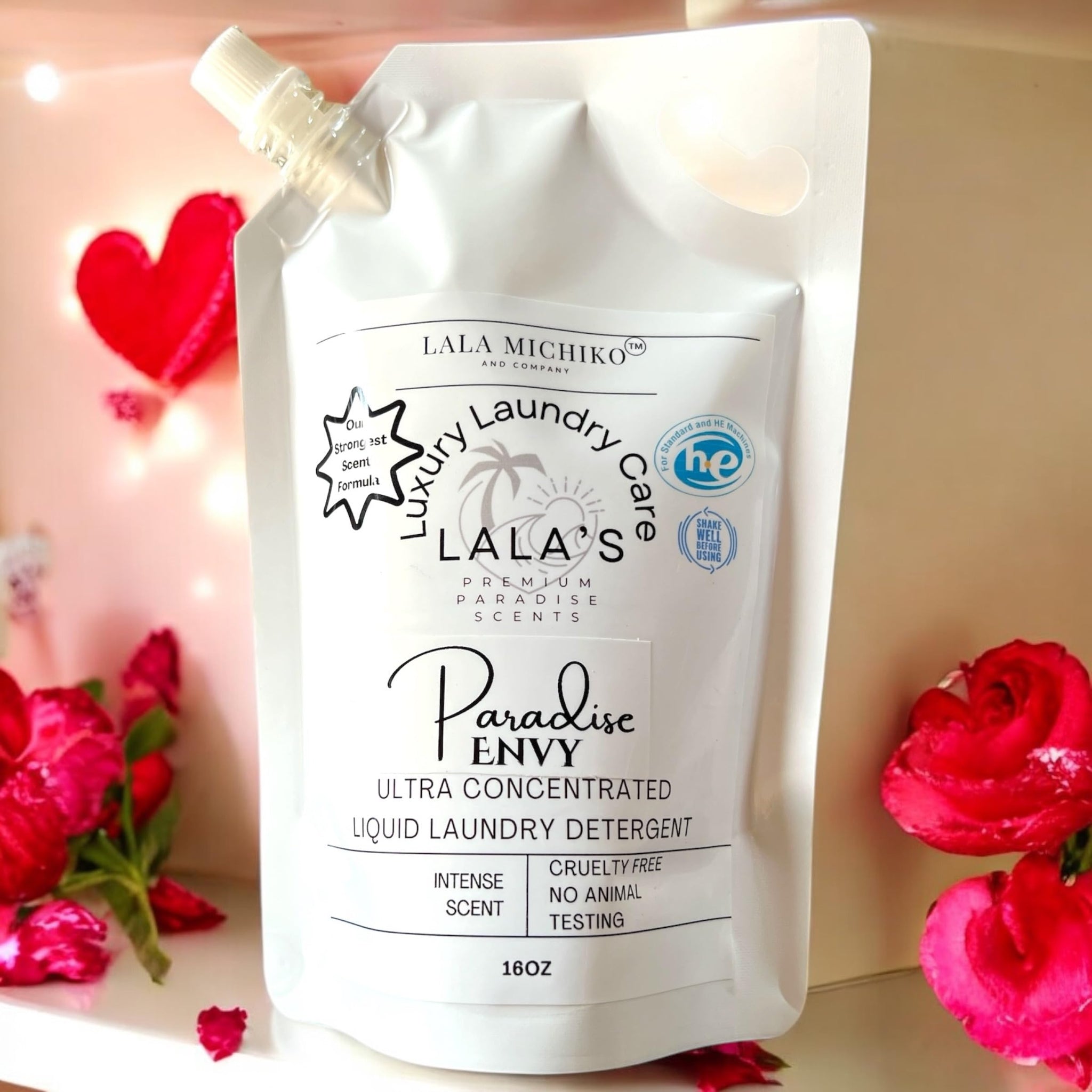 Lala’s Premium Paradise Scents 16oz Liquid Laundry Detergent Refill Pouch - High-Scented, Long-Lasting, Eco-Friendly Concentrated Formula (Paradise
